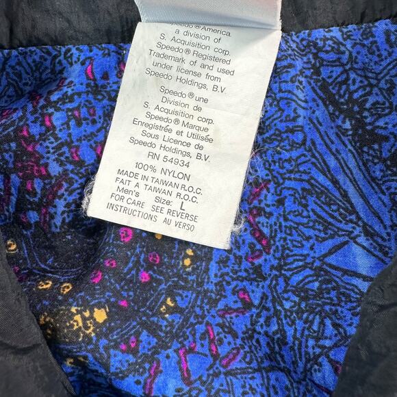 Speedo 90's Vintage Windbreaker Blue Black Size Large 1/4 Zip Up Light Jacket - Picture 7 of 12